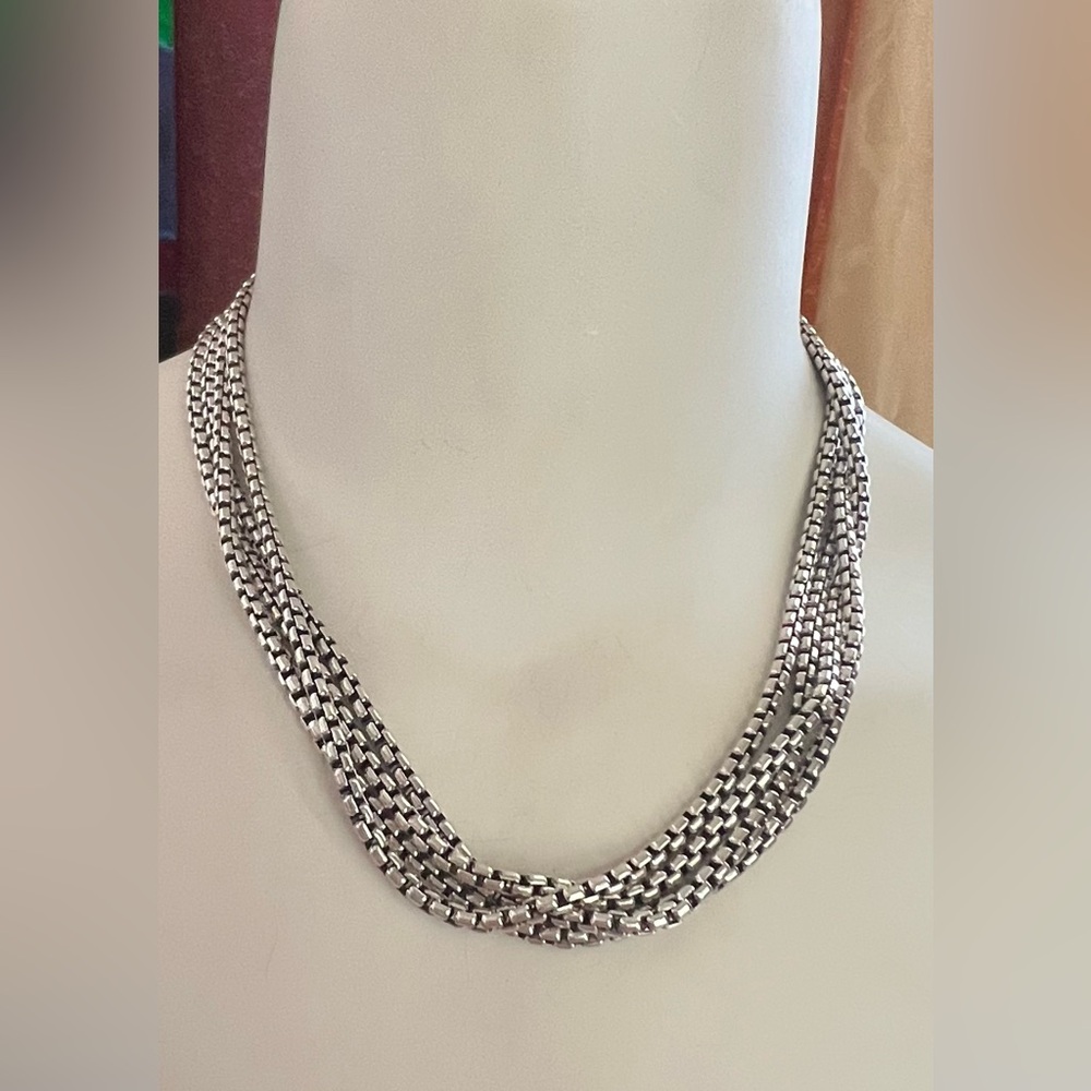 David Yurman Sterling Silver 72” Long 3.6mm Box Chain Necklace 14k Gold Hangtag